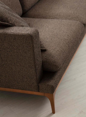 Ecksofa Sofa Wohnzimmer Sofas Stoff Luxus Eck L-Form Holz Stil Modern Möbel Neu