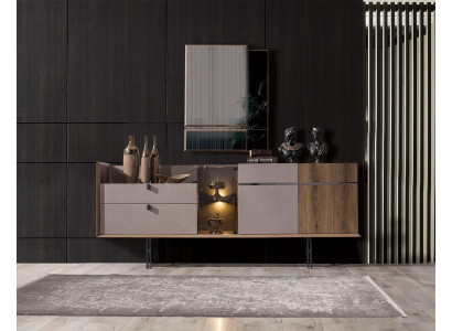 Perfektes Esszimmer Set Designer LED-Anrichte Modernes Glas Spiegel 2tlg