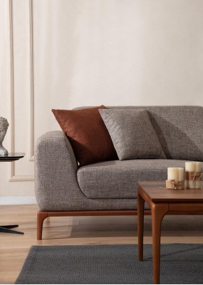 Sofa 3 Sitzer Polstersofa Grau Textill Sitz Design Stoff Modern Couch Sofas