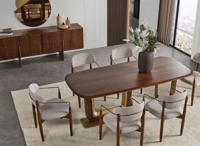 Modern Esszimmer Set Besteht aus Esstisch 6x Stühle Spiegel Anrichte