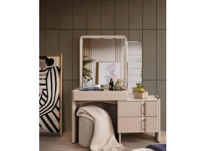 Beiger Designer Schminktisch Schlafzimmer Spiegel Exklusiver 2tlg Set