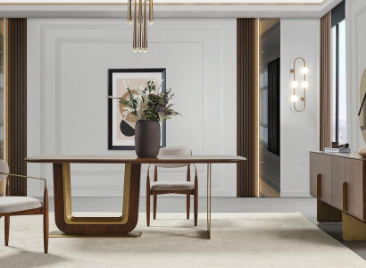 Esszimmer Set Modern Esstisch 4x Stühle und Anrichte mit Spiegel 7tlg.