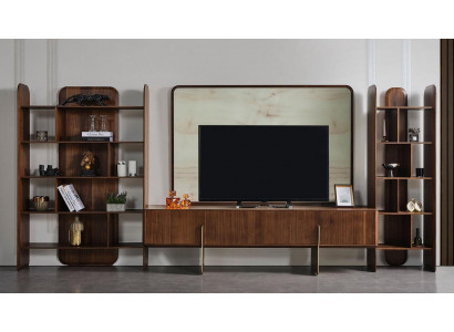 Wohnzimmer Set Luxuriös 2x Bücherschränke und TV Lowboard TV Rahmen 4tlg