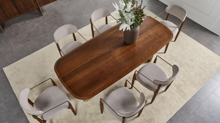 Modern Esszimmer Set Besteht aus Esstisch und 6x Stühle Braun 7tlg.