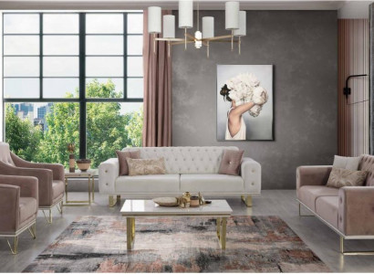 Sofagarnitur Designer Chesterfield Sofa Luxuriöse Sessel Couchtisch 6tlg