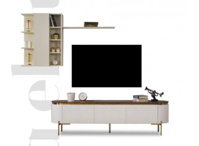 Wohnzimmer Set Besteht ausTV Lowboard und Wandschrank mit Elemente Gold