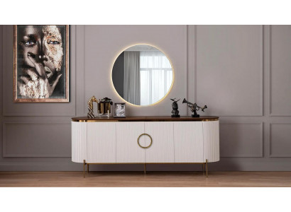 Esszimmer Set Besteht aus Anrichte und Spiegel Beige mit Gold Elemente