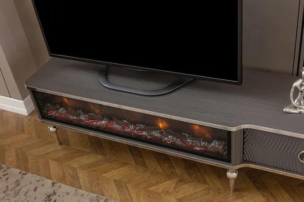 TV-Sideboard Kamin Metall Holz MDF Spanplatte Luxusmöbel neue Weiß RTV