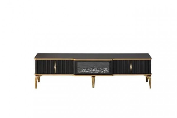  Schwarzes TV-Lowboard neue luxuriöse Möbel MDF-Metall für Wohnzimmer