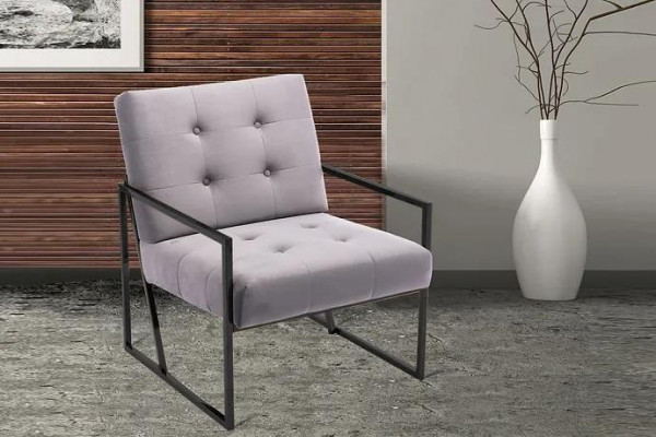  Wohnzimmer Sessel Lila Farbe Metallbeine Textil 1-sitzer Chesterfield