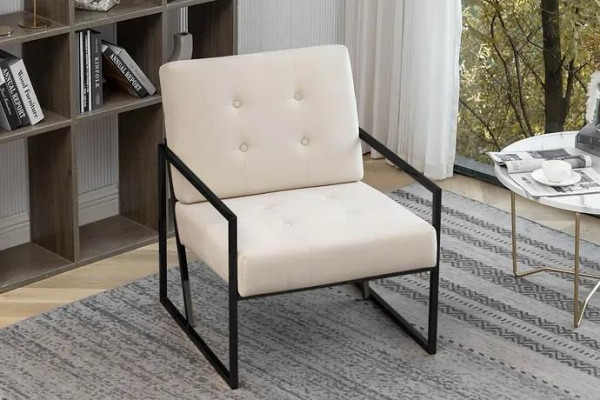  Beiger Textilsessel Wohnzimmer 1-Sitzer Relax Metallbeine Esszimmer