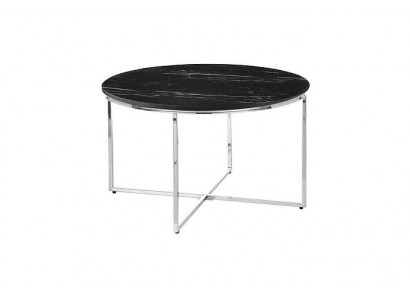  Runder Couchtisch Wohnzimmer Schwarz MDF + Metall X-beine neu Luxus