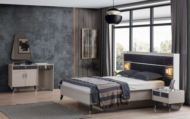  Schlafzimmer Garnitur Luxus Bett Designer Schminktisch Konsole 5tlg Set