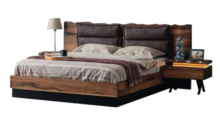  Schlafzimmer Holzgarnitur Robustes Bett 2x Nachttische 3tlg. Luxus Set