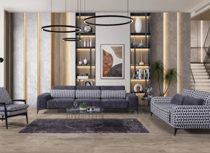  Graues Wohnzimmer Sitzgarnitur Exklusiver Dreisitzer Einsitzer 3tlg 4+3+1