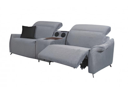  Graues Polster Sofa Designer 3-Sitzer Dreisitzer Mit Musikanlage Modern