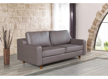  Graues Ledersofa Designer 3-Sitzer Wohnzimmer Couchen Polster Möbel