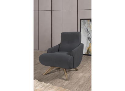  Grauer Loungesessel Designer Einsitzer Polster Sessel Wohnzimmer Möbel
