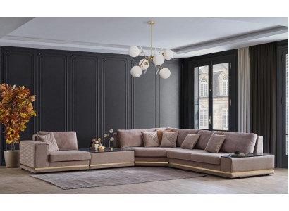 Beige L-Form Wohnlandschaft Designer Polstersofa Stilvolle Couchen Neu