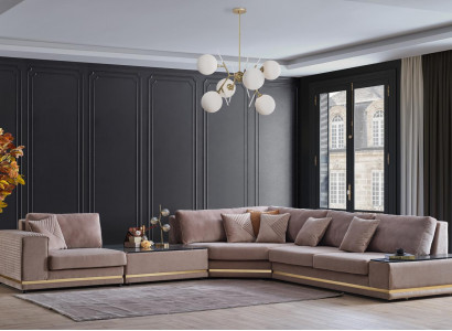 Beige L-Form Wohnlandschaft Designer Polstersofa Stilvolle Couchen Neu