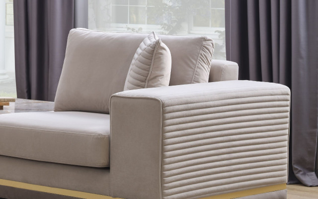 Wohnzimmer Hellbeiges Ecksofa L-Form Couch Modernes Textil Sofa Möbel