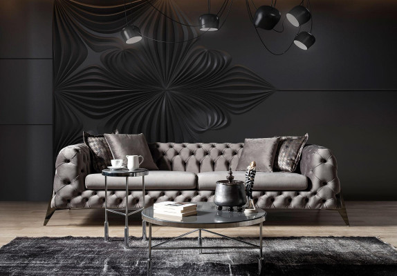 Hellgraue Wohnzimmer Chesterfield Sofagarnitur 4+3 Sessel Luxus Sessel