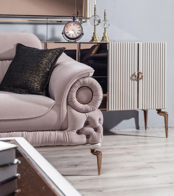 Edle Wohnzimmer Garnitur Luxus Polster Sofa Designer Sessel TV-Lowboard