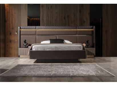 Braunes Schlafzimmer Set Modernes Doppelbett Nachttische 3tlg Garnitur
