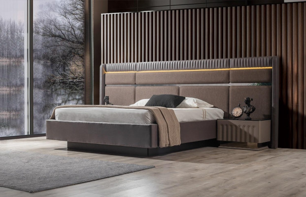 Braunes Schlafzimmer Set Modernes Doppelbett Nachttische 3tlg Garnitur