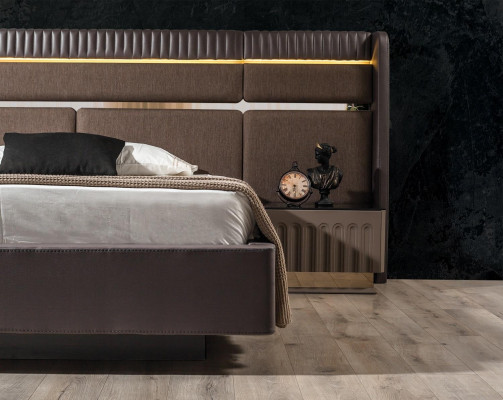 Braunes Schlafzimmer Set Modernes Doppelbett Nachttische 3tlg Garnitur