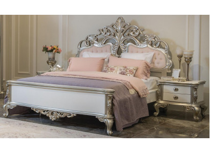 Bett Möbel Silber Rosa Schlafzimmer Möbel Design Betten Luxus Barock Holz