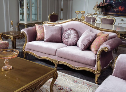 Sofa 3 Sitzer Lila Textil Sofas Couch Polster Luxus klassisch Dreisitzer