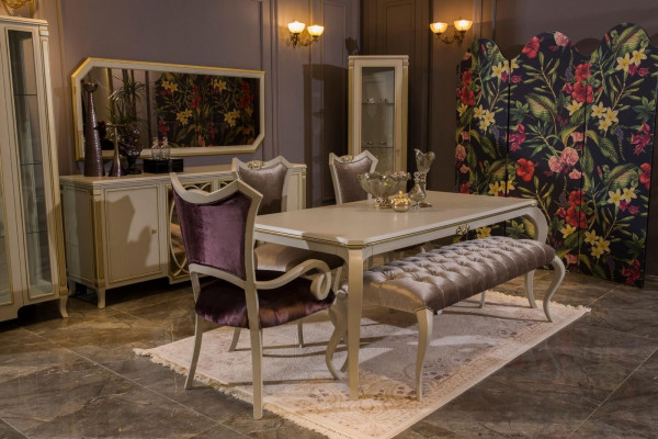 Design Esszimmer Set 8tlg Esstisch Stuhl Kommode Vitrine Hocker Holz