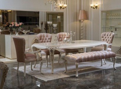 Esszimmer Garnitur Tisch Anrichte 4x Stuhl Set Vitrine Hocker 8tlg. Neu