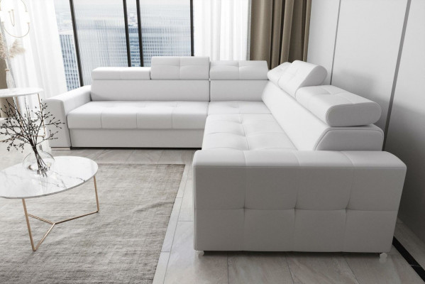 Wohnzimmer Textil Leder Luxus L Form Modern Ecksofa Couch Polsterung Sofas Neu