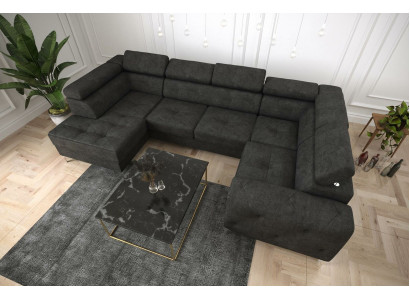 Wohnlandschaft Sofa Couch Polster Ecke Textil Kunstleder Edle Ecksofa U-Form
