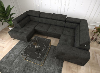 Wohnlandschaft Sofa Couch Polster Ecke Textil Kunstleder Edle Ecksofa U-Form