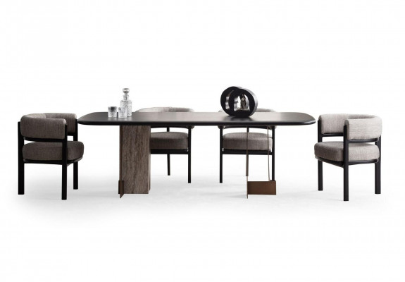 Designer Esszimmer Garnitur Esstisch 6x Stühle Anrichte Spiegel 9tlg