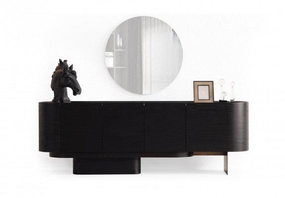 Designer Esszimmer Garnitur Esstisch 6x Stühle Anrichte Spiegel 9tlg