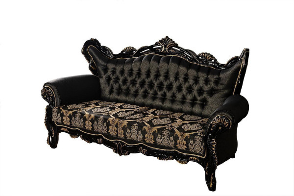 Schwarze Barock Möbel Sofagarnitur Sofa Couch Polster Möbel Tisch 5tlg
