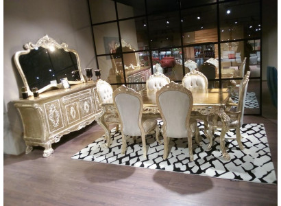 Klassisches Esszimmer Set Tisch mit 6 Stühlen Anrichte Komplett 8tlg.