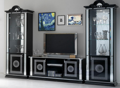 Wohnwand Wohnzimmer Set Vitrine Kommode Wandregal Vitrinen Wohnwände 3 tlg. Set