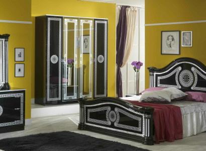 Schlafzimmer Komplett Set Königliches Stil Modrern Bett Nachttisch 6 tlg. Neu