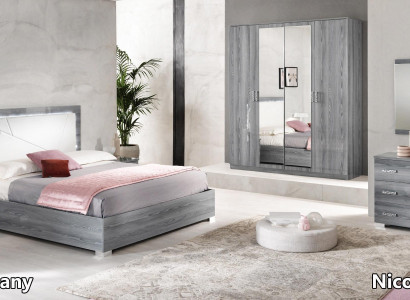 Italienische Möbel 4tlg. Schlafzimmer Set Bett 2x Nachttisch Kleiderschrank Neu