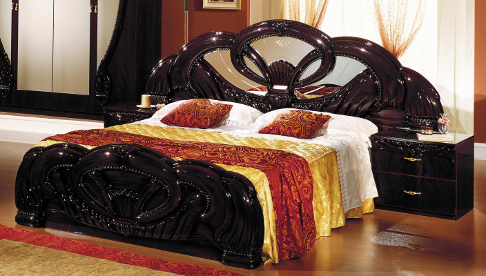 Exclusiv Bett Design Polster Betten Doppel Betten Holz Italienische Möbel Neu
