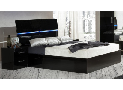 Design Schlafzimmer 3tlg. Bett 2x Nachttisch Luxus Betten Set Möbel Led Licht