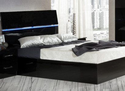 Design Schlafzimmer 3tlg. Bett 2x Nachttisch Luxus Betten Set Möbel Led Licht