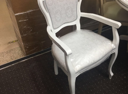 Stuhl Weiß Silber Design Wohnzimmer Esszimmer Holz Stühle Polster Made in Italy