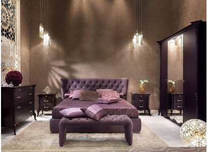 Schlafzimmer Set Garnitur Bett 2x Nachttische Hocker 3tlg. Chesterfield Komplett
