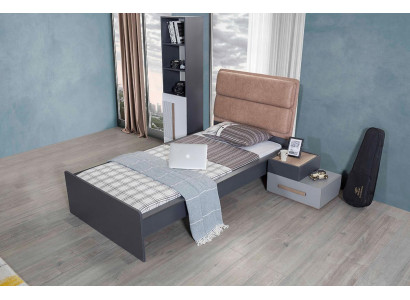 Bett Jugendzimmer Betten Schlafzimmer Möbel Einzelbett Einrichtung Grau